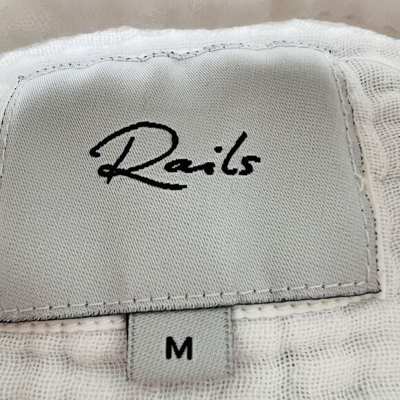 Rails White 100% Indian Cotton Gauze Blouse Relaxed Fit Earthy Boho Vegan - Med - Picture 8 of 10